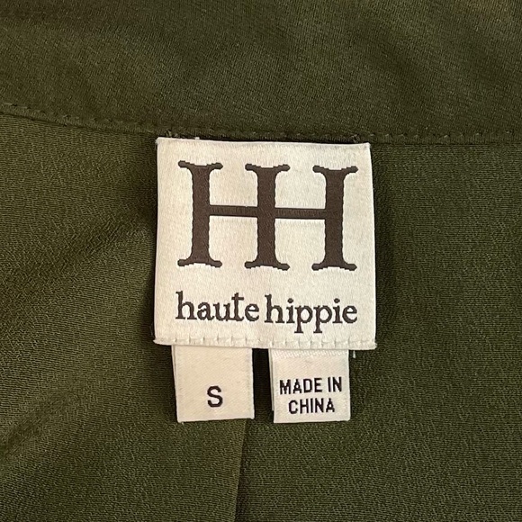 HAUTE HIPPIE • Olive Green Cropped Drawstring Trench Jacket, S - Picture 14 of 16